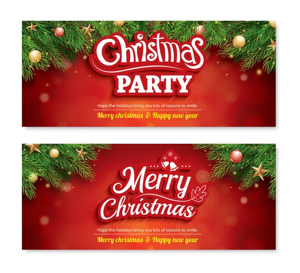Frohe Weihnachten Einladung Party Plakat Banner Und Grußkarte Design Vorlage — Stockvektor