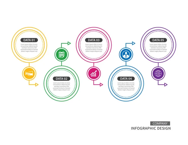 Cirkel Dunne Lijn Infographic Voor Tijdlijn Presentatie Bedrijfsconcept — Stockvector