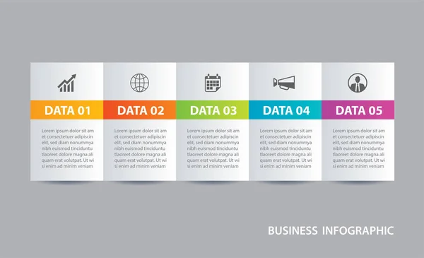 Infographics Tabblad Horizontale Papier Index Met Gegevenssjabloon Vector Illustratie Abstracte — Stockvector