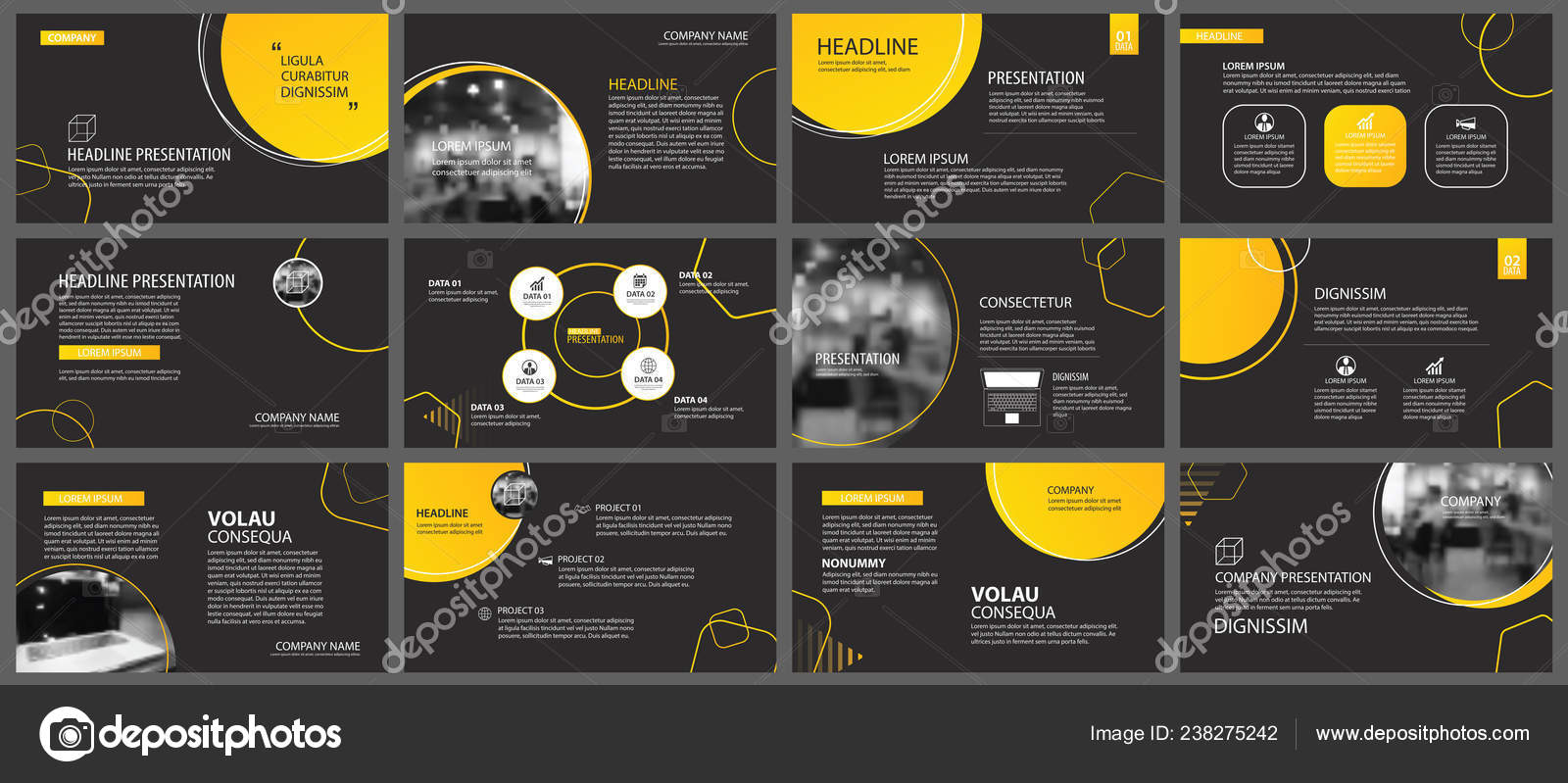 Presentation Slide Layout Background Design Yellow Black Circle