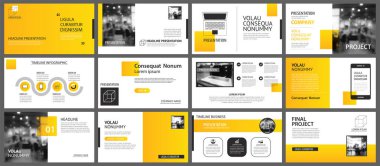 Sunum ve slayt düzeni arka plan. Sarı ve turuncu degrade şablonu tasarlayın. İş faaliyet raporu, el ilanı, pazarlama, broşür, reklam, broşür, modern tarz için kullanın.