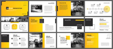 Sunum ve slayt düzeni arka plan. Sarı ve turuncu degrade geometrik şablonu tasarlayın. İş faaliyet raporu, el ilanı, pazarlama, broşür, reklam, broşür, modern tarz için kullanın.