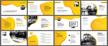 Sunum ve slayt düzeni arka plan. Sarı ve turuncu degrade şablonu tasarlayın. İş faaliyet raporu, el ilanı, pazarlama, broşür, reklam, broşür, modern tarz için kullanın.