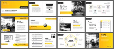 Sunum ve slayt düzeni arka plan. Sarı ve turuncu degrade geometrik şablonu tasarlayın. İş faaliyet raporu, el ilanı, pazarlama, broşür, reklam, broşür, modern tarz için kullanın.