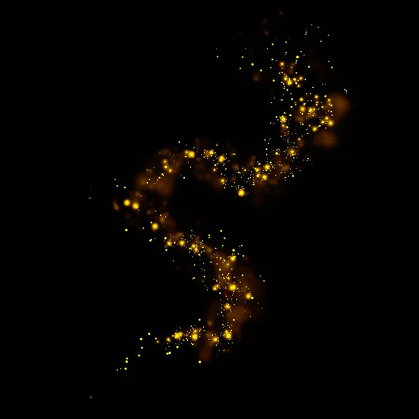 Gold Glitter Particles Lights Trail Bokeh Black Background Abstract Line — Stock Photo, Image