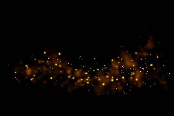 Gouden Glitter Deeltjes Lichten Trail Bokeh Een Zwarte Achtergrond Christmas — Stockfoto