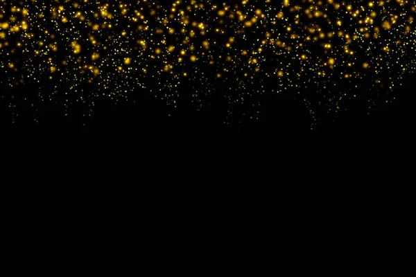 Oro Brillante Luz Bokeh Partículas Abstractas Con Fondo Oscuro Navidad — Foto de Stock