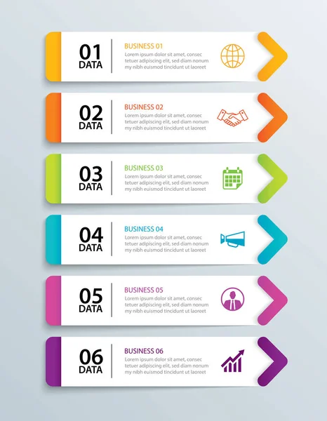 Infografik Registerkarte Horizontalen Papierpfeil Mit Datenvorlagen Vektorillustration Abstrakter Notizbuch Hintergrund — Stockvektor