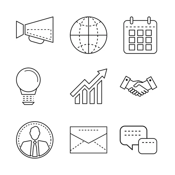 Business Icons Mit Dünnen Linienelementen Für Mobile Web Apps Infografik — Stockvektor