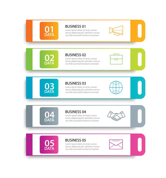 Infographics Flik Horisontella Papper Index Med Datamall Vektor Illustration Abstrakt — Stock vektor