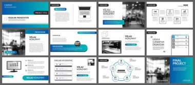 Sunum ve slayt düzeni şablonu. Tasarım mavi ve yeşil gr