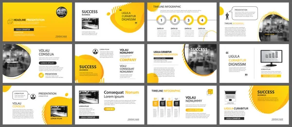 Presentación y presentación de diapositivas de fondo. Diseño amarillo y oran — Vector de stock