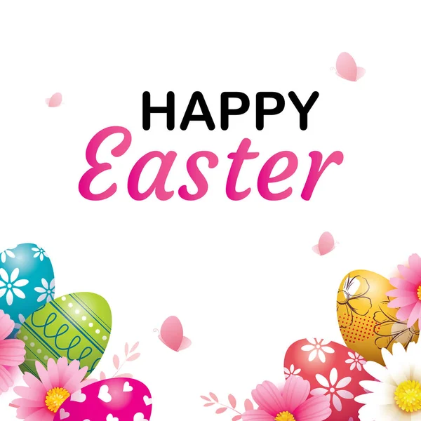 Happy easter egg greeting card background template.Can ser usado f — Vetor de Stock