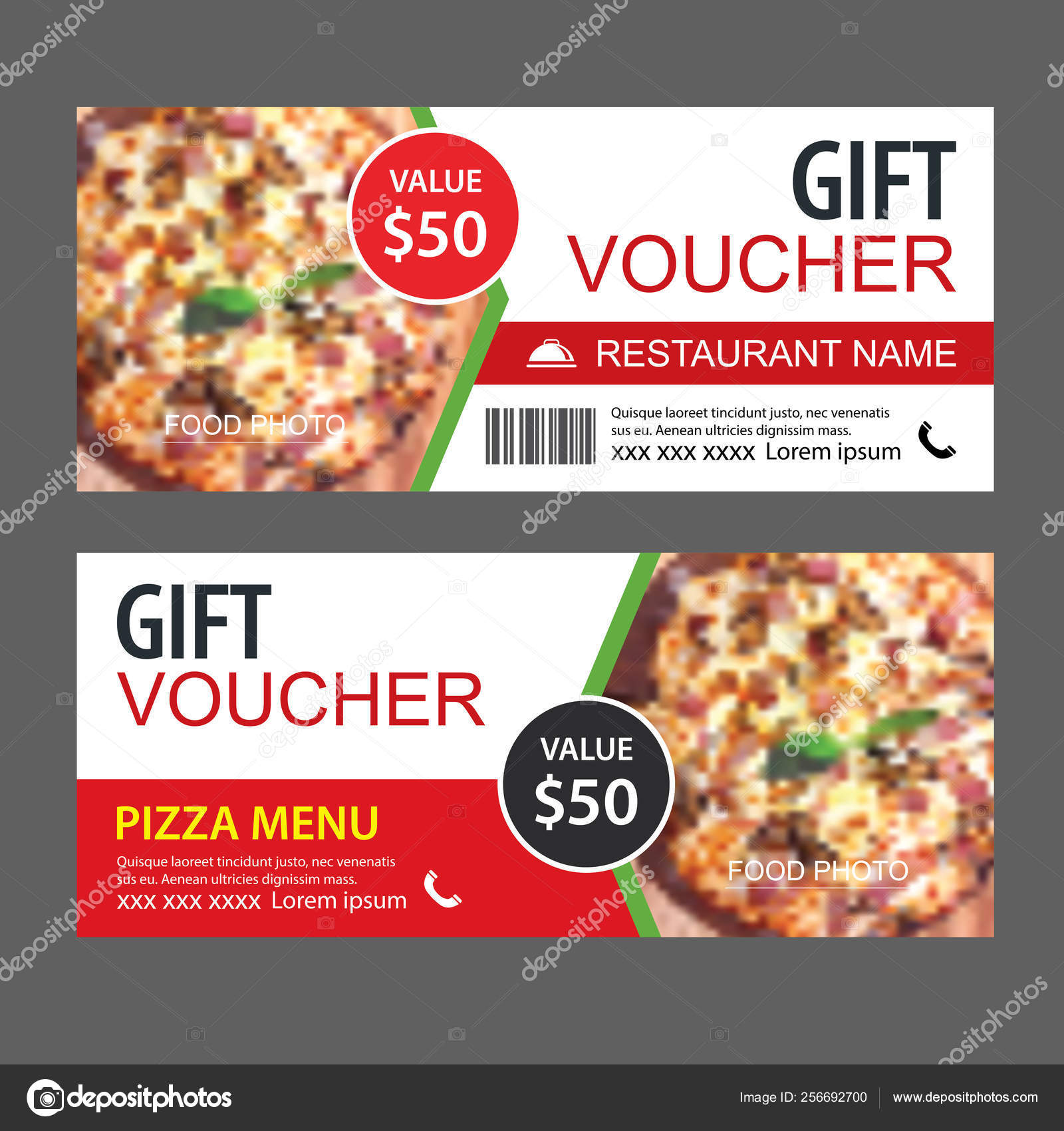 Discount gift voucher fast food template design. Pizza set. Stock Regarding Pizza Gift Certificate Template