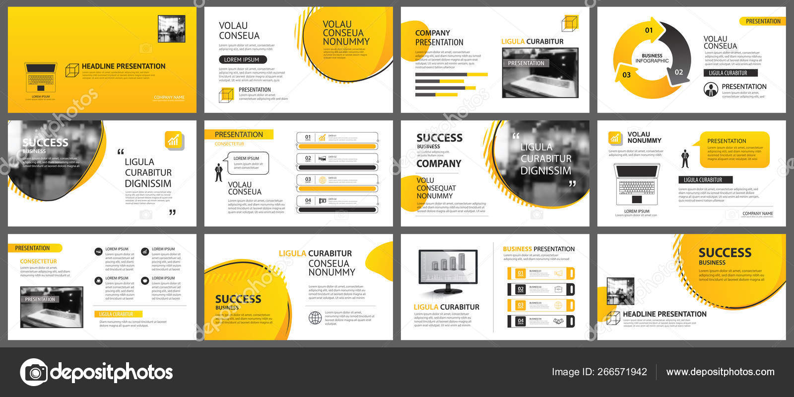 Presentacion Y Presentacion De Diapositivas De Fondo Diseno Amarillo Vector De Stock C Kaisorn4 266571942