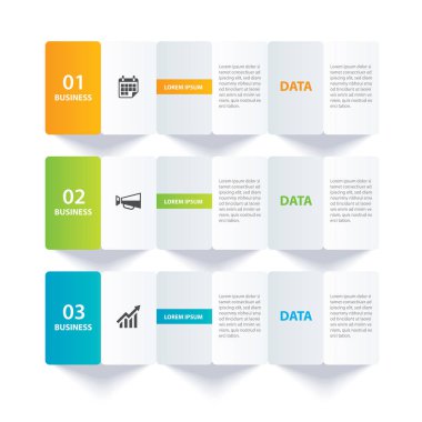 3 veri şablonu ile Infographics kağıt dizini. 