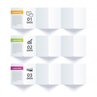 3 veri şablonu ile Infographics kağıt dizini. 