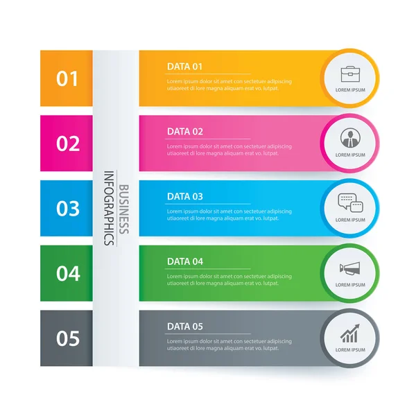 5 Daten-Infografik Registerkarte Papier Index-Vorlage. — Stockvektor