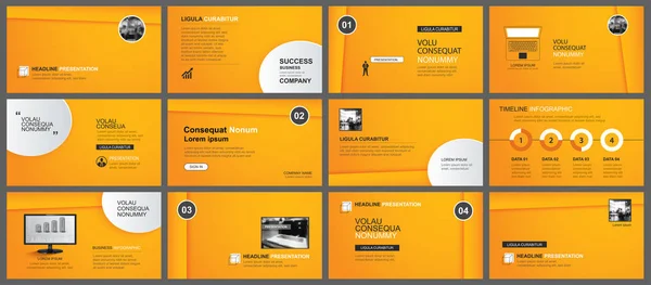 Plantilla de presentación y presentación. Diseño gradiente naranja — Archivo Imágenes Vectoriales