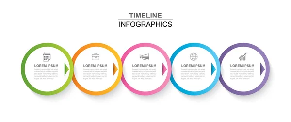 5 círculo infografía con plantilla de línea de tiempo abstracta . — Archivo Imágenes Vectoriales