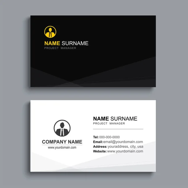 Minimales Design für Visitenkarten-Druckvorlagen. schwarze Farbe — Stockvektor