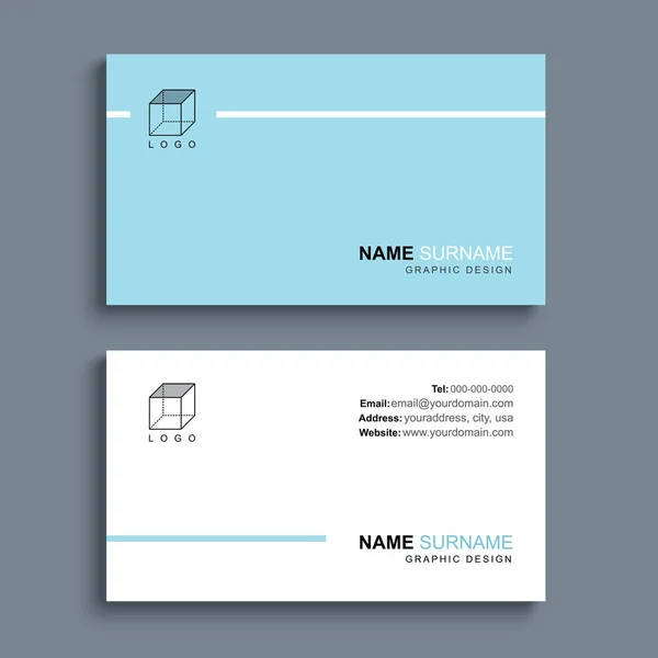 Desain templat kartu bisnis terkecil. Warna pastel biru - Stok Vektor