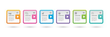 6 veri şablonu ile Infographics dikdörtgen kağıt dizini. 