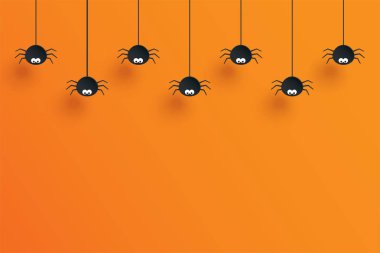 Dekorasyon ve turuncu için asılı örümcekler ile Cadılar Bayramı