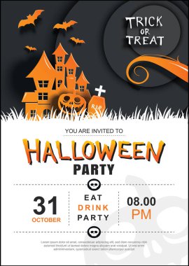 Cadılar Bayramı davetiyesi poster şablonu. 