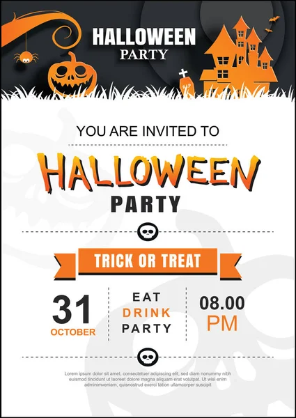 Halloween Einladung Party Plakatvorlage. Verwendung zur Begrüßung — Stockvektor