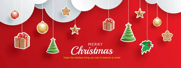 Frohe Weihnachten Und Ein Gutes Neues Jahr Rote Grusskarte Papier Vektorgrafik Lizenzfreie Grafiken C Kaisorn4 Depositphotos