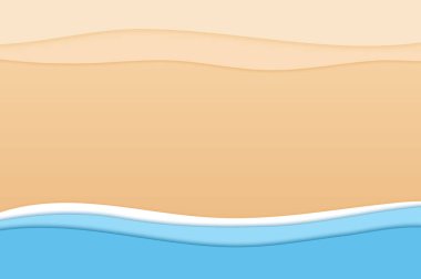 Kağıt sanatında yaz arkaplanı için soyut plaj.