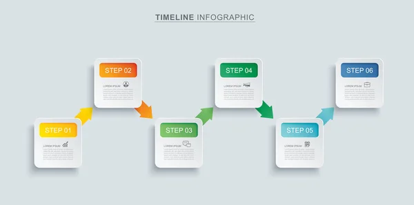 Infographic Timeline Square Template Business Concept Vector Can Used Workflow — Stock Vector