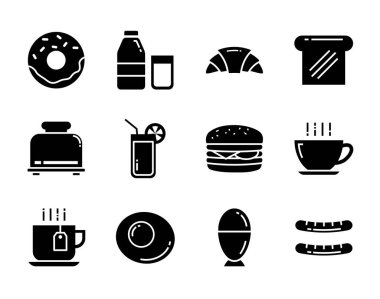 Kahvaltı ikonu düz tasarım. Web sitesi, dergi, uygulama ve tasarım sembolleri.