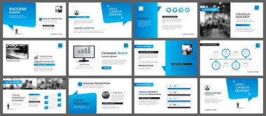 Sunum ve kaydırma şablonu. Kağıt konuşma şekli arka planında mavi gradyan tasarla. Ticari yıllık rapor, el ilanı, pazarlama, broşür, reklam, broşür, modern tarz için kullan.