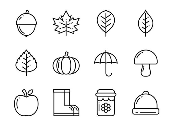 秋季图标设置细线风格 应用程序和设计的符号 — 图库矢量图片