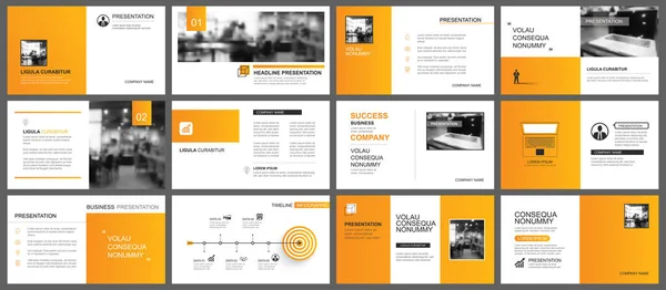 Presentación Diseño Diapositivas Plantilla Otoño Tema Diseño Fondo Gradiente Naranja — Vector de stock