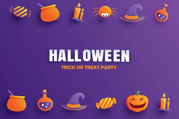 Einladung Zur Halloween Party Mit Papier Art Element Design Für — Stockvektor