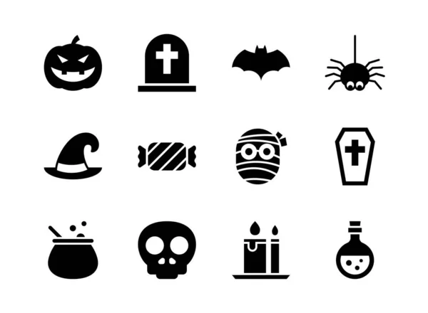 Halloween Icoon Set Solide Stijl Symbolen Voor Website Druk Magazine — Stockvector