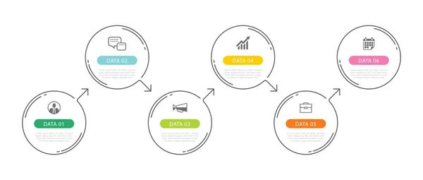 Modello Infografico Linee Dati Circolari Con Design Linea Sottile Illustrazione — Vettoriale Stock