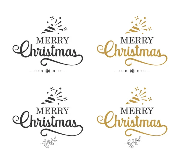 Feliz Navidad Feliz Año Nuevo Tipografía Etiqueta Con Símbolos Diseño — Vector de stock