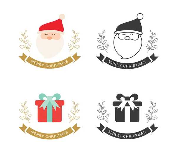 Boldog Karácsonyt Tipográfia Címke Szimbólumokkal Design Készlet Használata Matrica Jelvény — Stock Vector