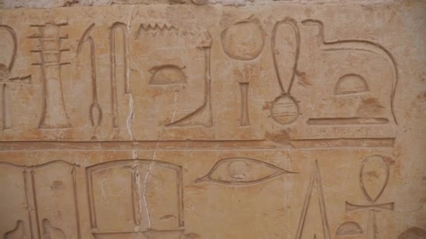 Egyptiska hieroglyfer närbild — Stockvideo