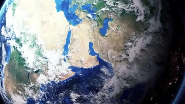 Jorden zooma in Zooma ut Doha Qatar — Stockvideo