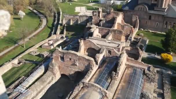 Felülről kilátás az ókori romok — Stock videók