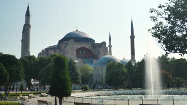 Μουσείο Αγίας Σοφίας Στην Κωνσταντινούπολη Ένα Από Κορυφαία Τουριστικά Αξιοθέατα — Αρχείο Βίντεο