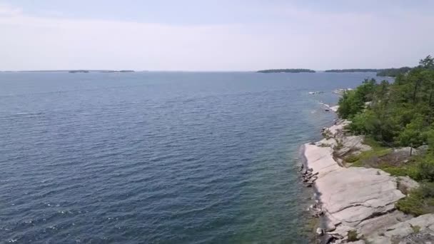 Parque provinciano killbear. Vista aérea da baía georgiana. — Vídeo de Stock
