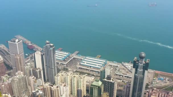 Hong Kong, Victoria zirvesinden havadan görüntüler — Stok video