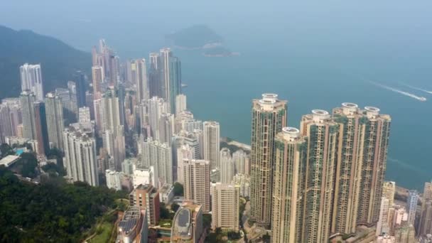 Hong Kong, légi felvételek a Victoria-csúcs — Stock videók
