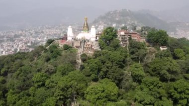 Nepal, Katmandu. Swayambhunath tapınağı. Havadan çekilen görüntüler